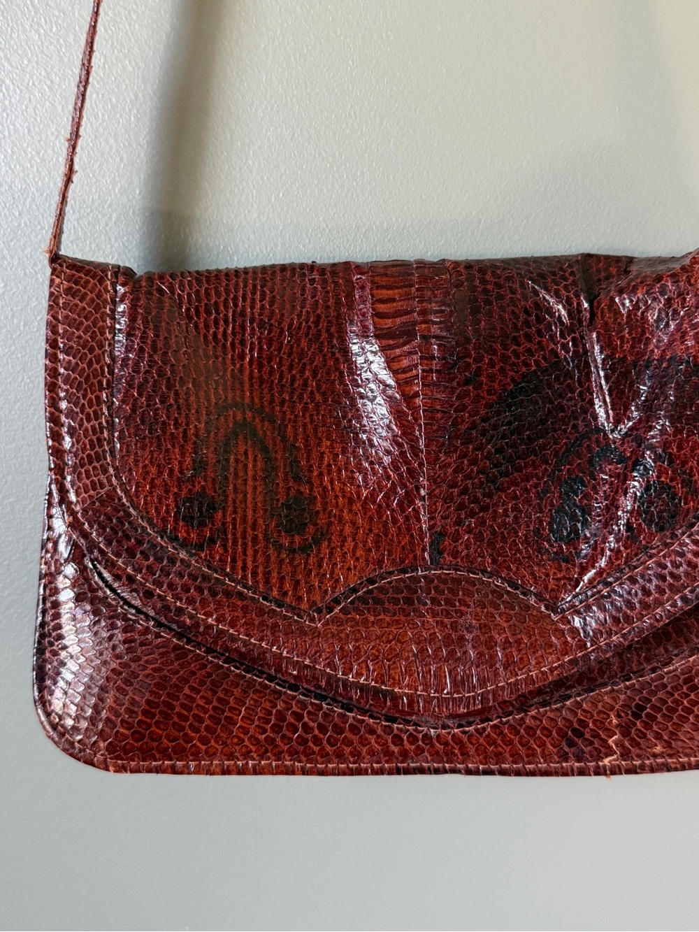 Vintage 70s Brown Snakeskin Bag